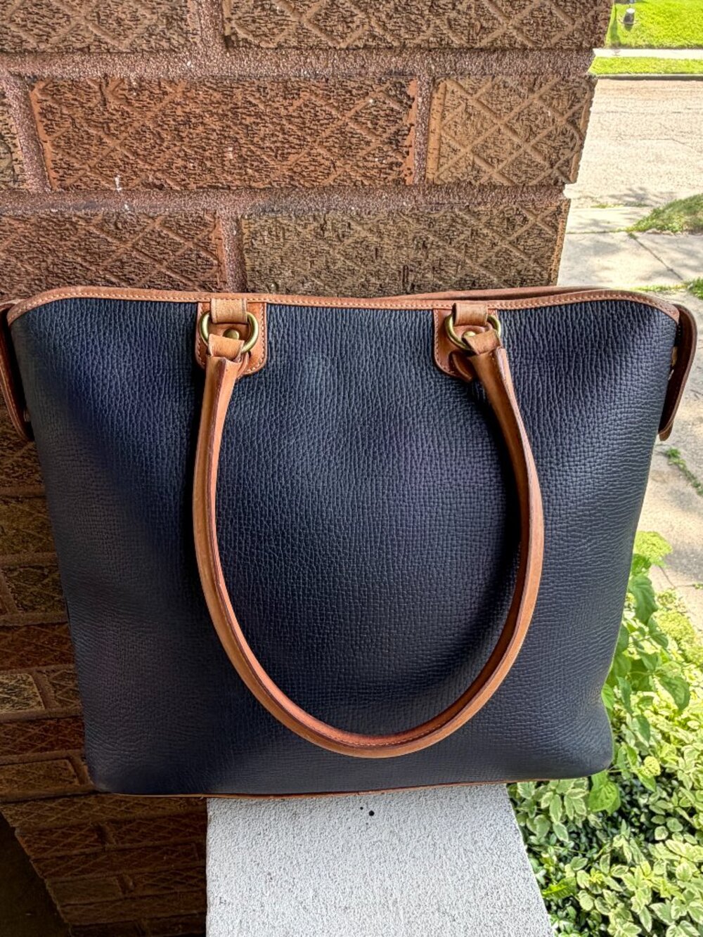COACH Vintage Dakota Harvest Large Blue Italy Handmade Shoulder Bag Tote Rare!